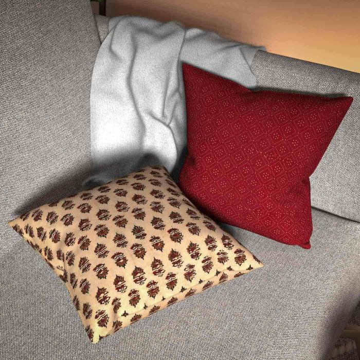 Set of 2 Cushion Covers - Turmeric Hue & Madder Red