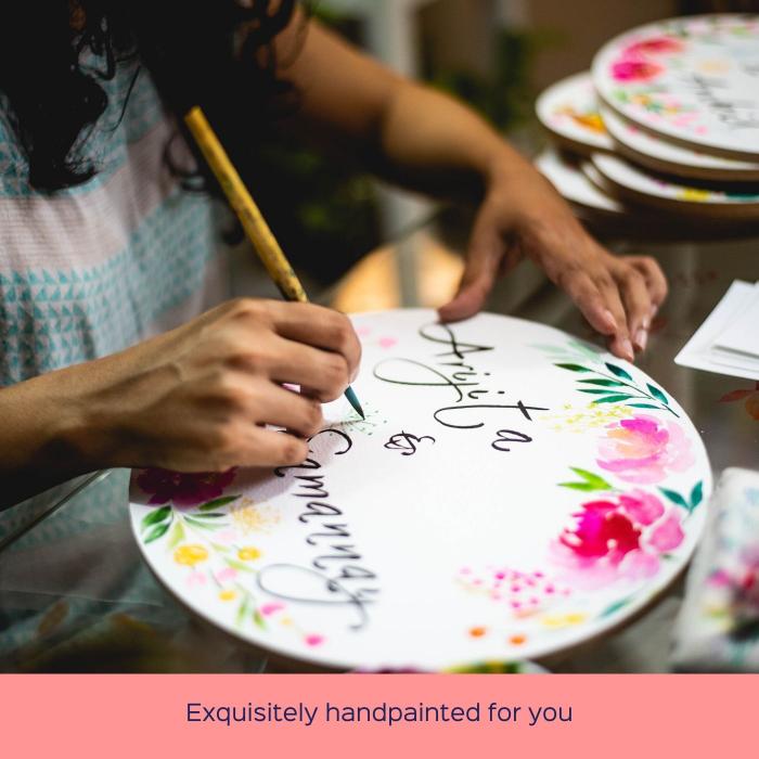 Round Hand-painted Floral Nameboard