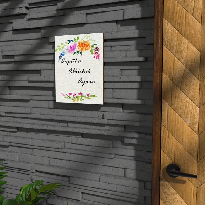Vertical Rectangle Hand-painted Floral Nameboard