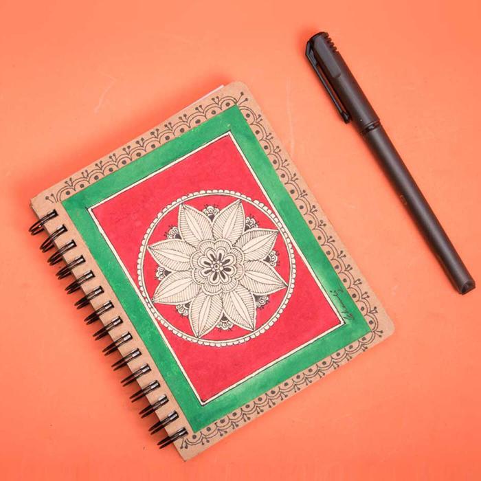 Madhubani Mandala Spiral Jotbook - A6