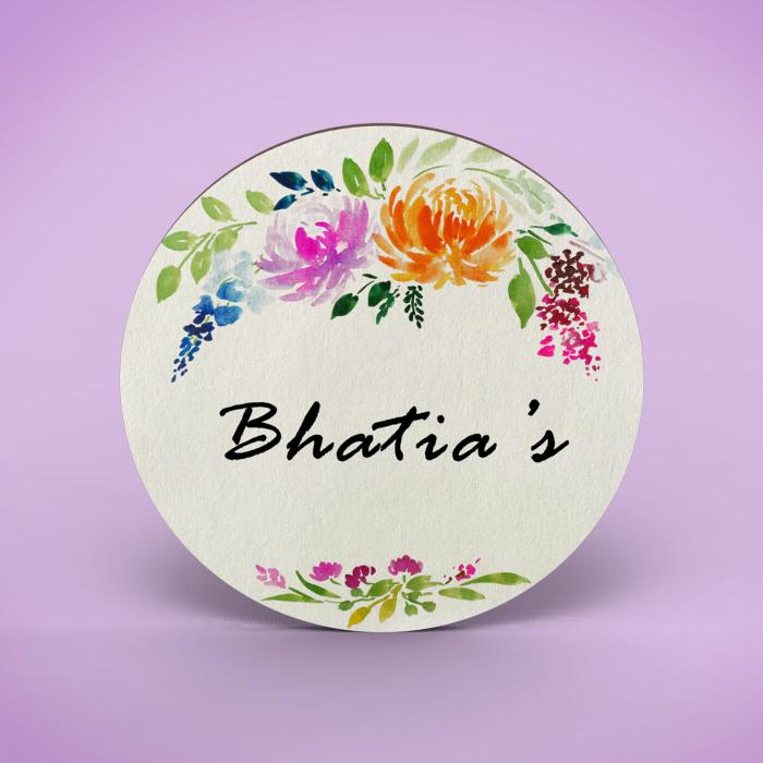 Round Hand-painted Floral Nameboard