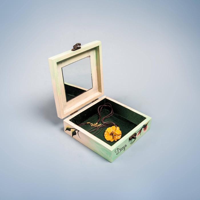 Personalized One Stroke Art Jewellery Box with Mirror - Zwende