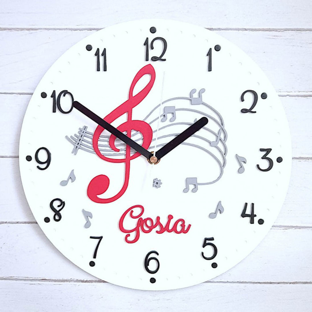 Personalized Musical Themed Wall Clock for Kids