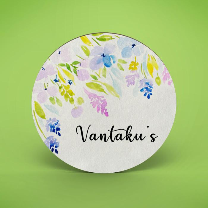 Round Hand-painted Floral Nameboard