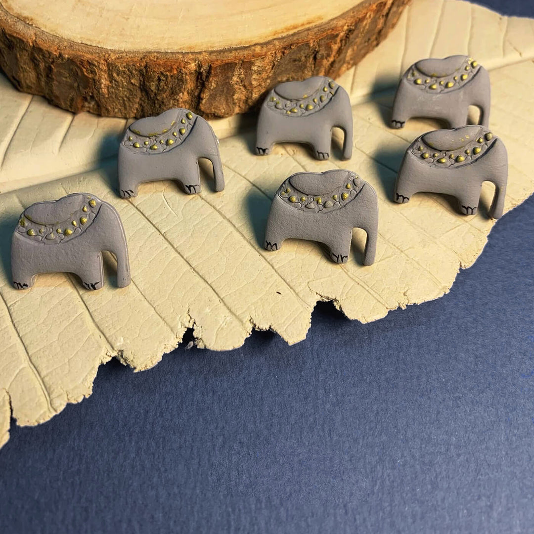 Handmade Clay Elephant Stud Earrings