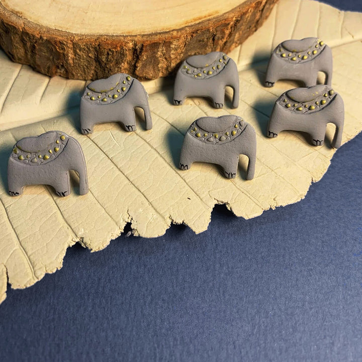 Handmade Clay Elephant Stud Earrings
