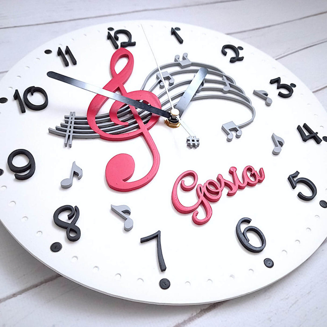 Personalized Musical Themed Wall Clock for Kids