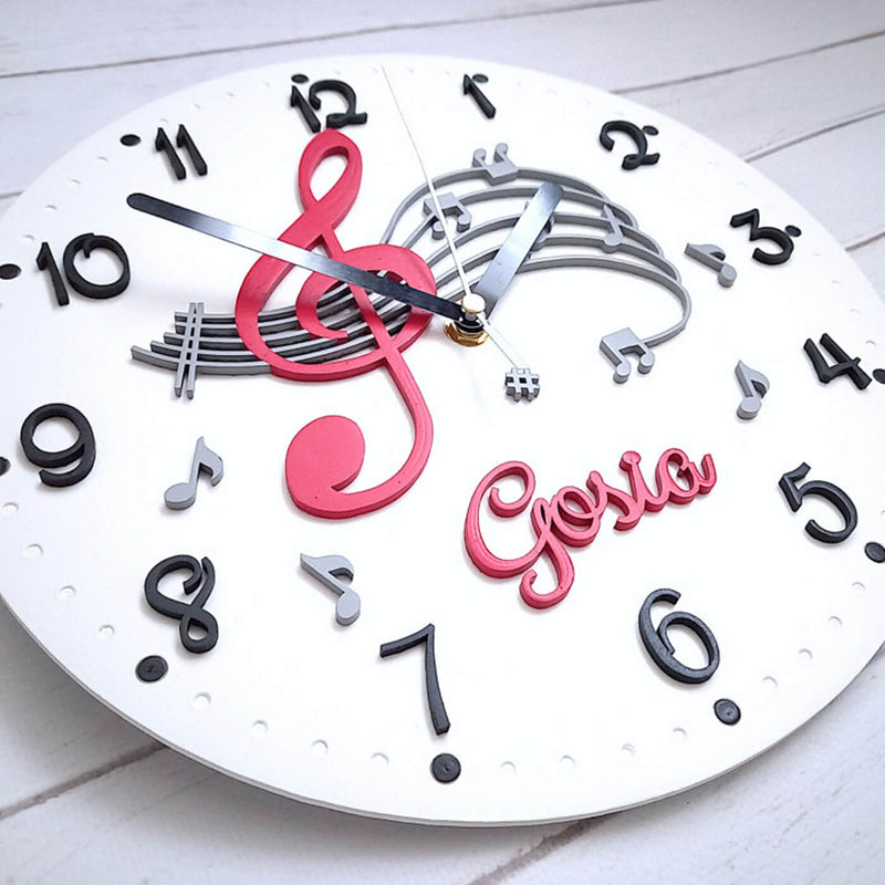 Personalized Musical Themed Wall Clock for Kids Zwende