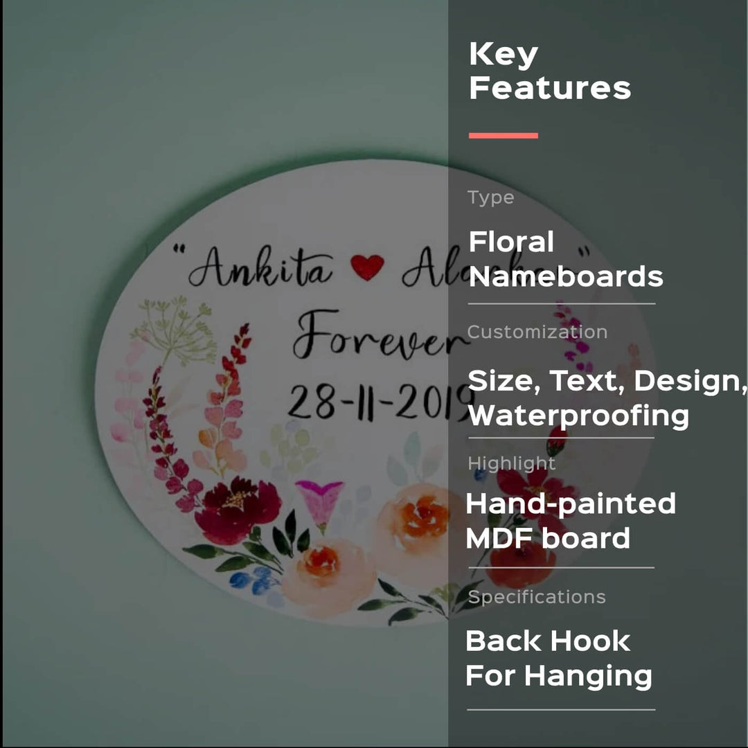 Oval Hand-painted Floral Nameboard