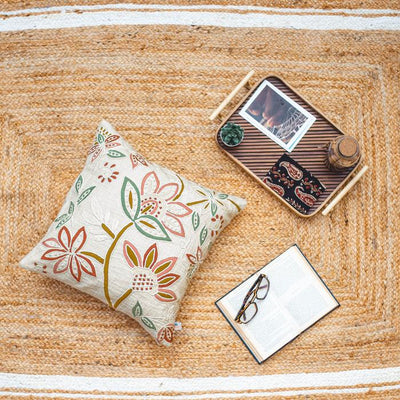 Square Cushion Cover (Single) - Natural Abstract Floral