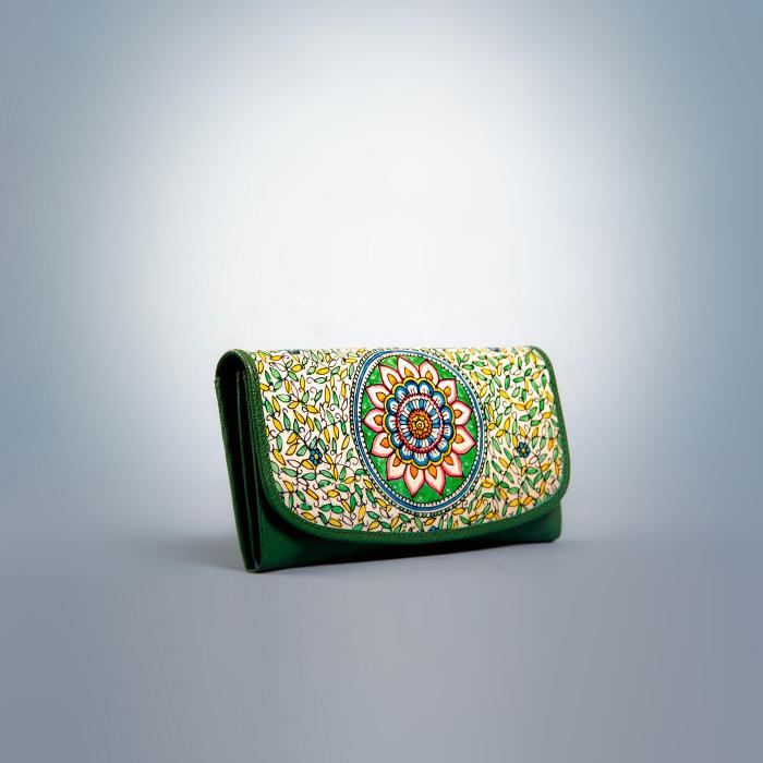 Ocean Flower Flap Wallet in Green