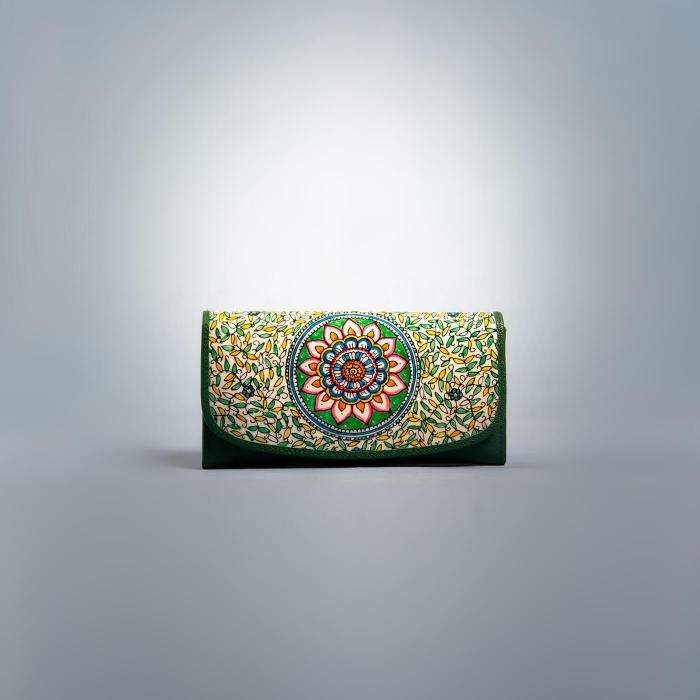 Ocean Flower Flap Wallet in Green