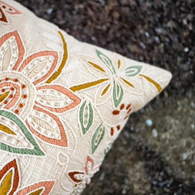 Square Cushion Cover (Single) - Natural Abstract Floral