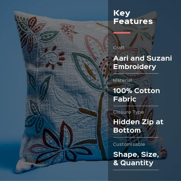 Square Cushion Cover (Single) - Natural Abstract Floral