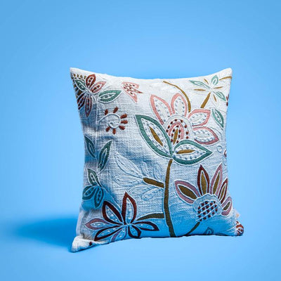 Square Cushion Cover (Single) - Natural Abstract Floral