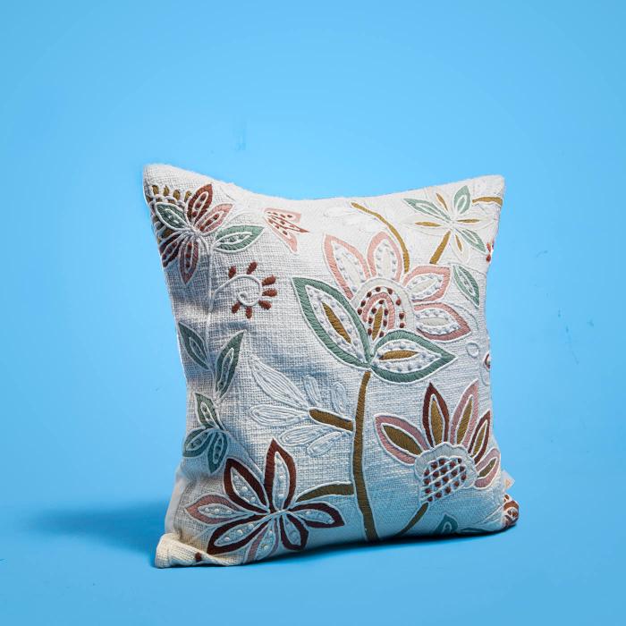 Square Cushion Cover (Single) - Natural Abstract Floral