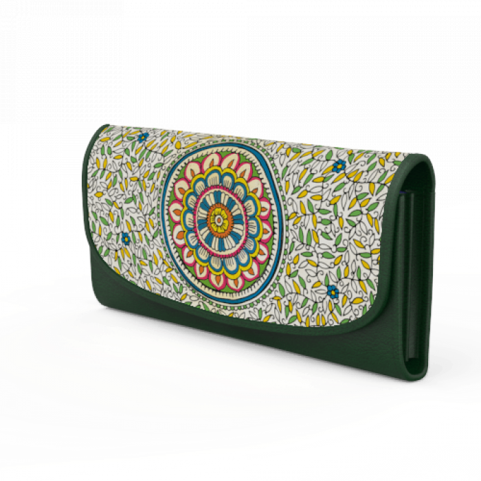 Ocean Flower Flap Wallet in Green