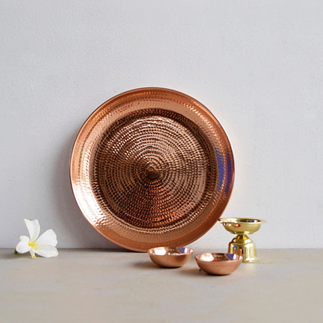 Copper Divinity Platter | Set of 4 Puja Essentials