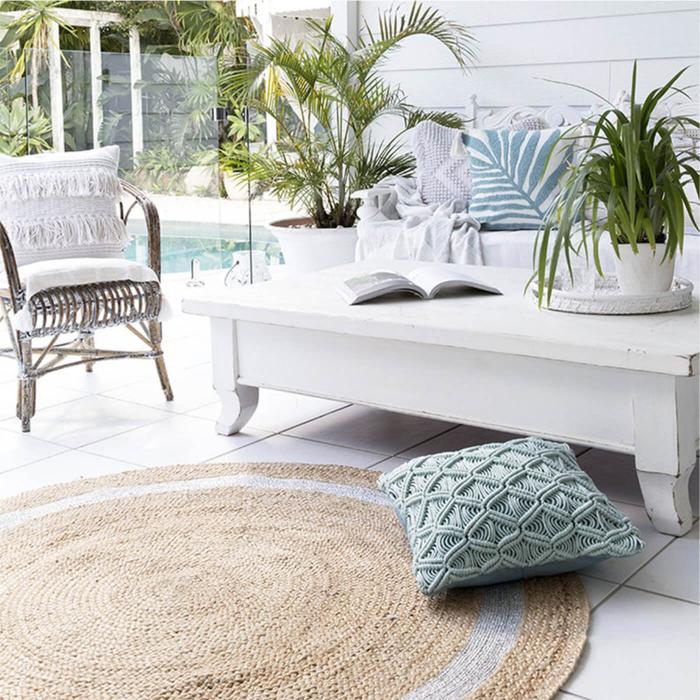 Natural Jute Color Multi Ring Rug - 4 Feet