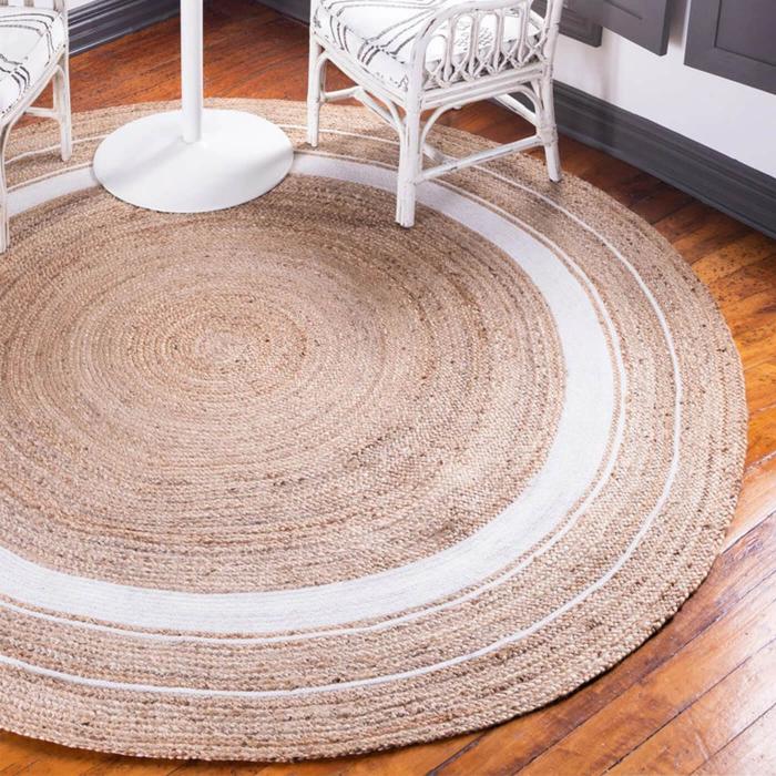 Natural Light Jute Multi Ring Rug - 5 Feet