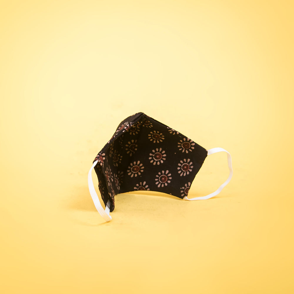Floral Black Fabric Mask - Kids - Zwende