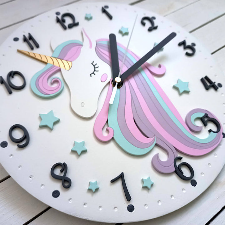 Unicorn Themed Wall Clock for Kids