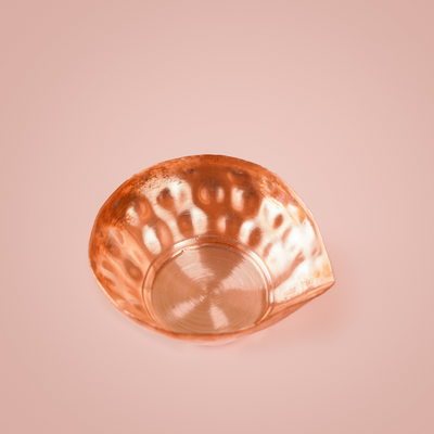Handcrafted Pure Copper Hammered Diya - Set of 2 - Small