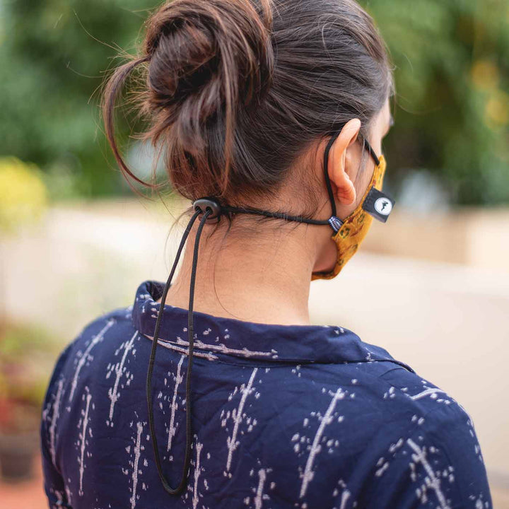 Plain Fabric Mask With Adjustable Ear Loops In Yellow - Zwende