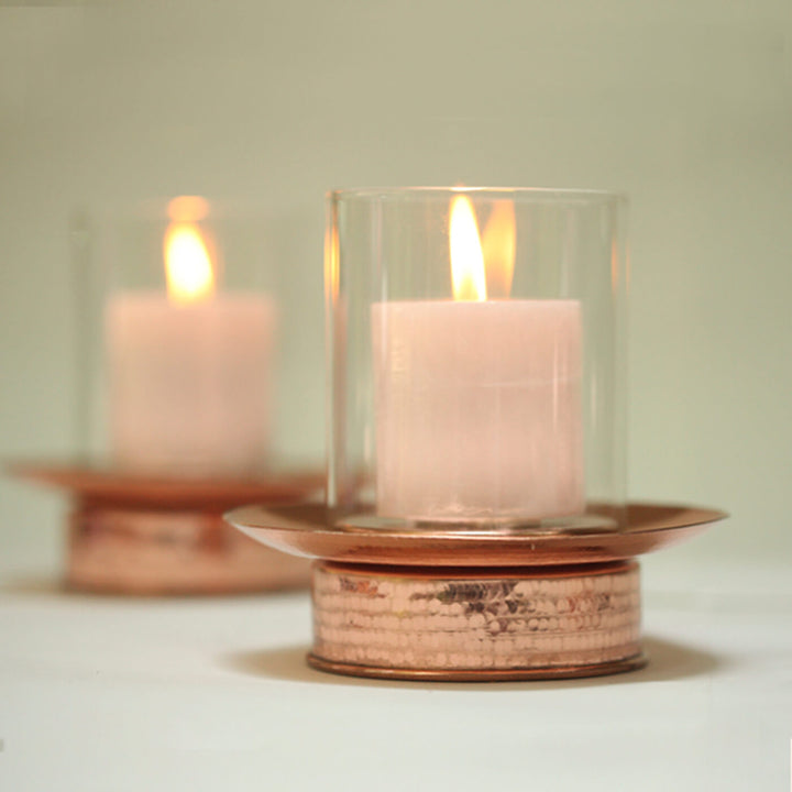 Copper Hurricane Tealight Holder
