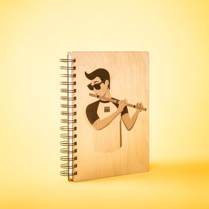 Monochrome Printed Flutist Diary - A5 - The Indian Raga Collection