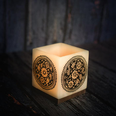 Mehendi Floral Wheel - Hollow Cuboid Candle