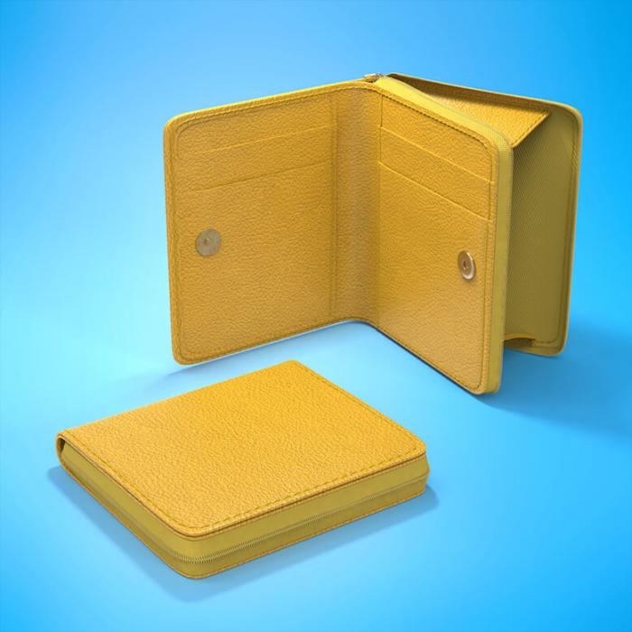 Magnetic Square Wallet in Mustard Yellow