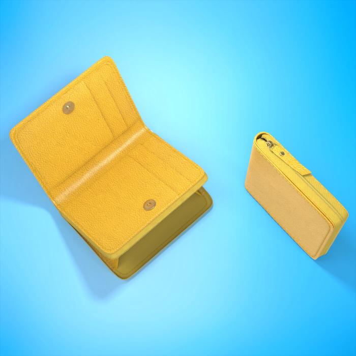 Magnetic Square Wallet in Mustard Yellow