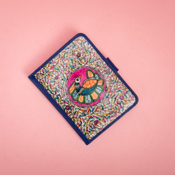 Madhubani Passport Wallet in Royal Blue