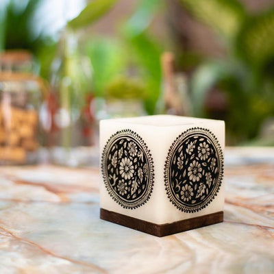 Mehendi Floral Wheel - Hollow Cuboid Candle