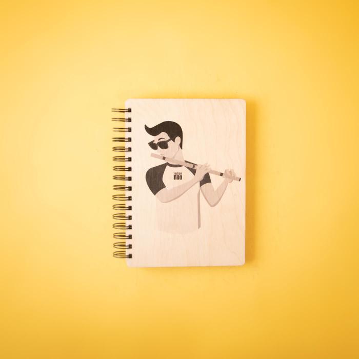 Monochrome Printed Flutist Diary - A5 - The Indian Raga Collection