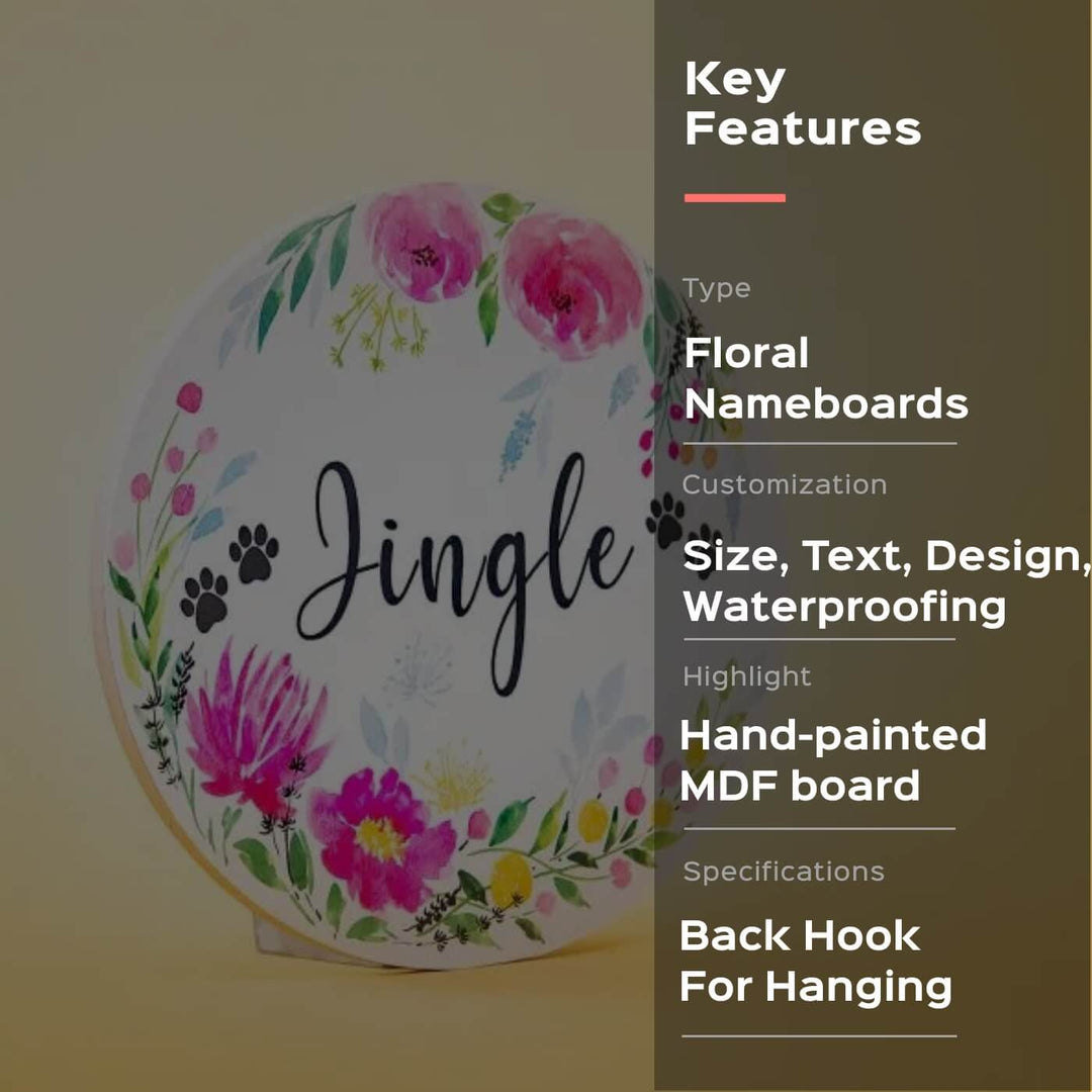 Oval Hand-painted Floral Nameboard