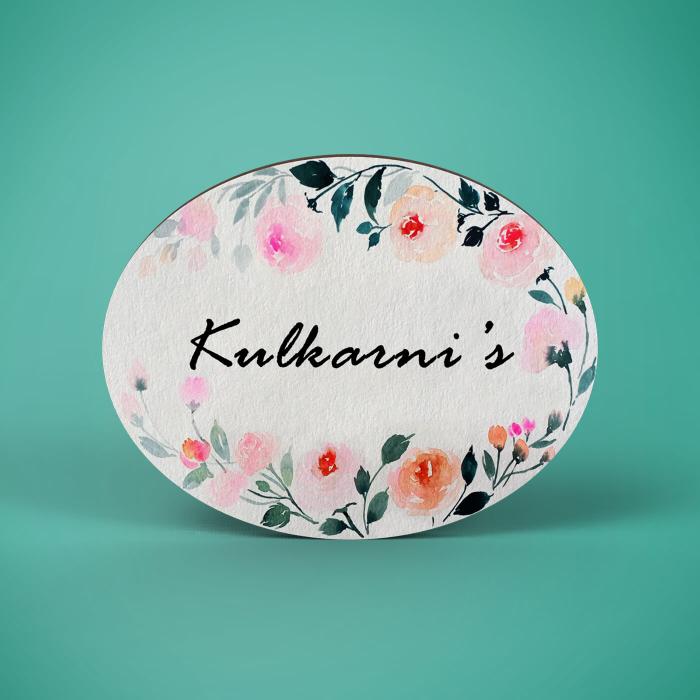 Oval Hand-painted Floral Nameboard