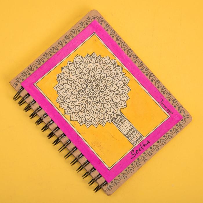 Madhubani Tree Spiral Jotbook with Name - A6