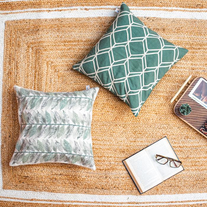 Square Cushion Covers (Set of 2) - Classic Nature & Ocean Geo Pat