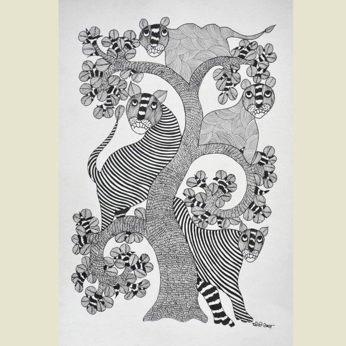Baagh - 2x3 ft Gond Painting 63