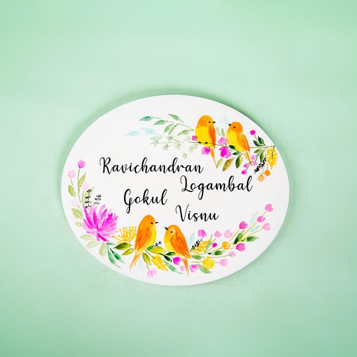 Oval Hand Painted Name Plate 18 - Front View with Name Personalization