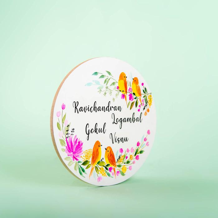 Oval Hand-painted Floral Nameboard