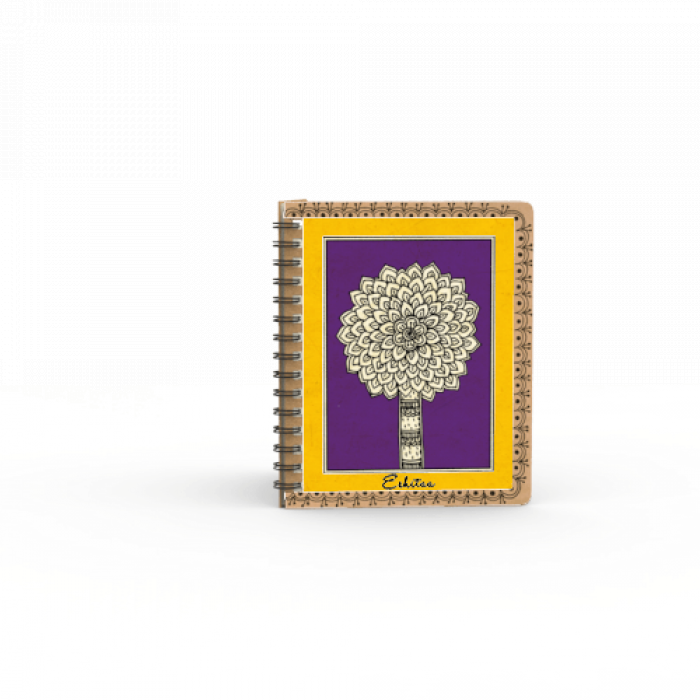 Madhubani Floral Tree Spiral Jotbook with Name - A6
