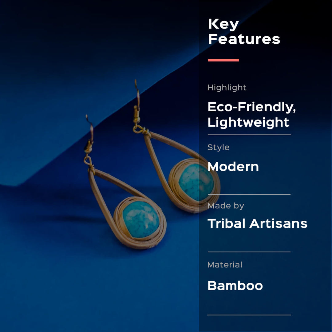 Latkan Bamboo Earrings - Blue