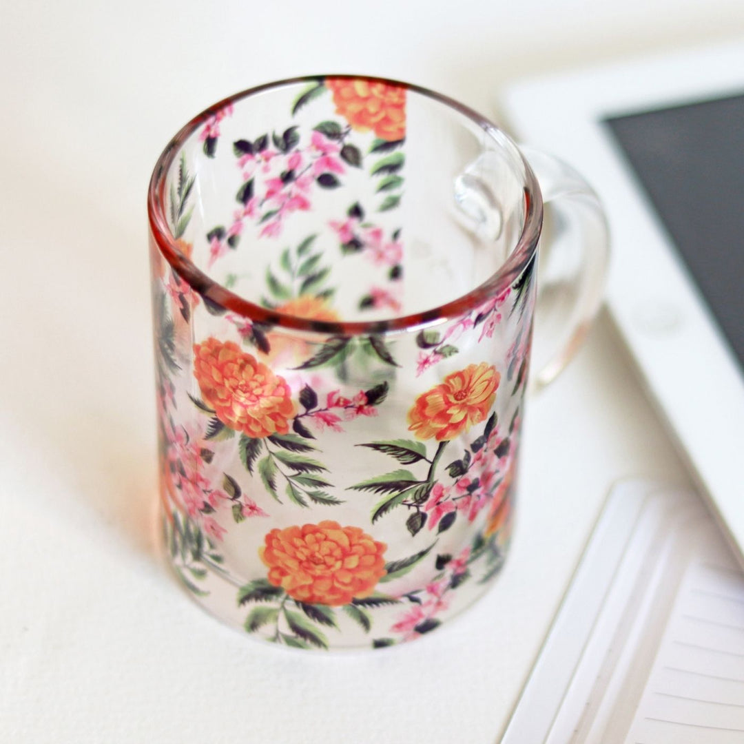 Delicate Printed Glass Mug I 350 ML