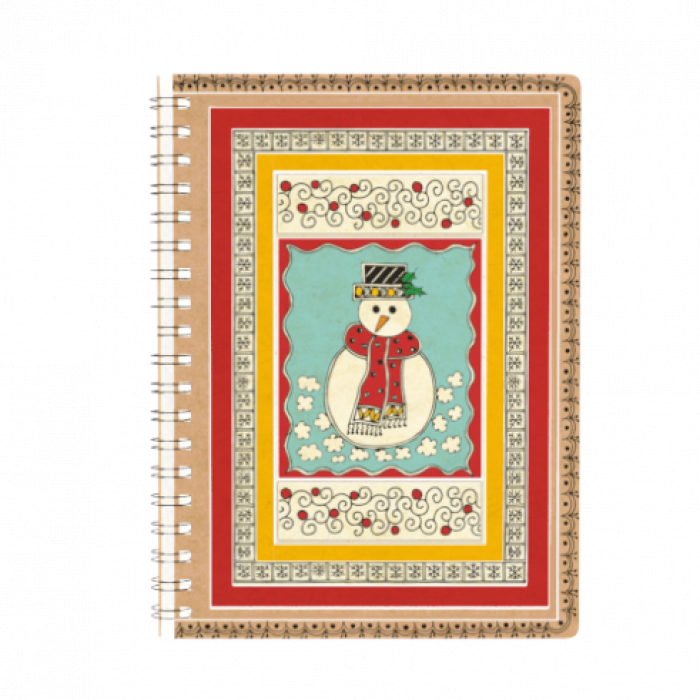 Snowman & Cherry Spiral Journal with Ruled Sheets - Large - Zwende