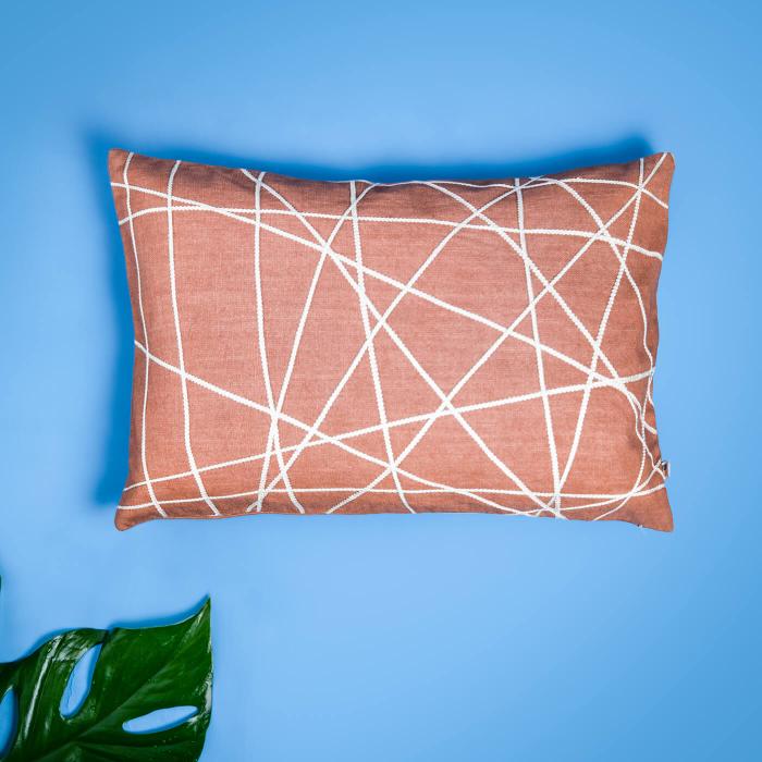 Rectangle & Square Cushion Cover - Butta Jaal & Apricot Line Jaal - Zwende