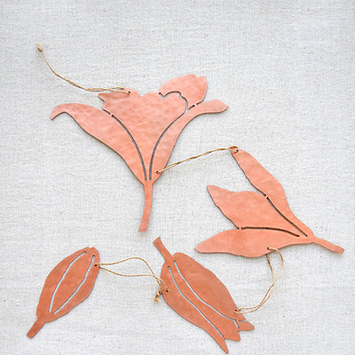 Hanging Flower Line Copper Wall Decor
