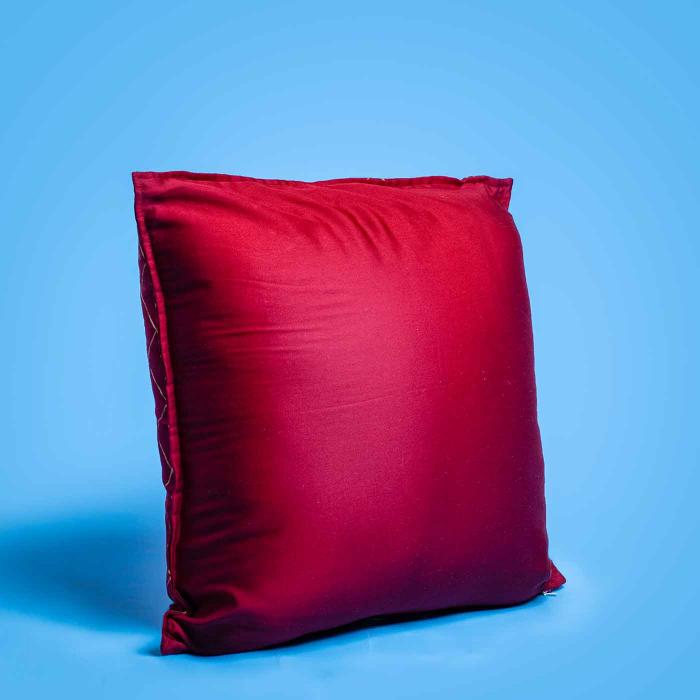 Maheshwari Silk Cushion Cover (12 X 12 inches) - Red & Gold